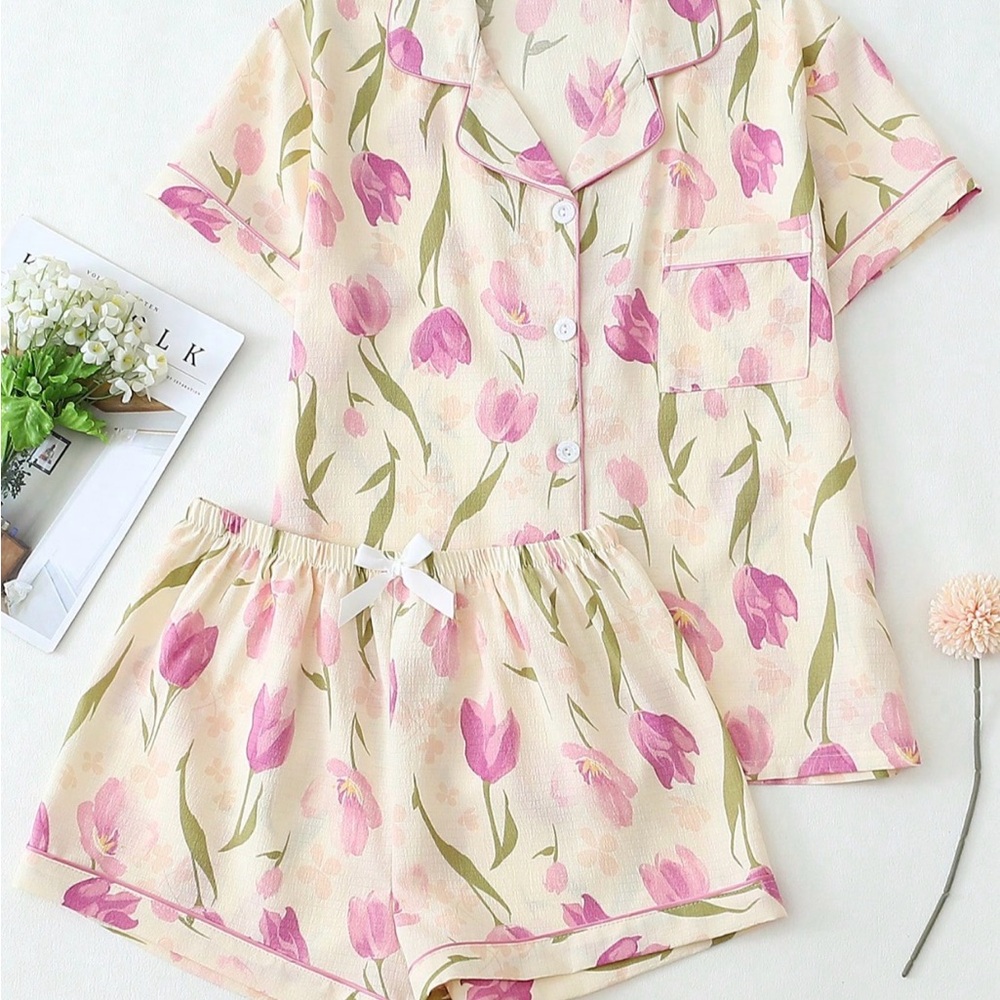 SHEIN Pink Floral Pajama Set